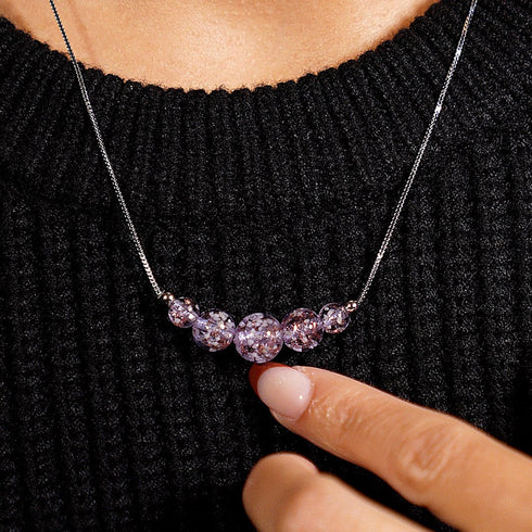 Lilas | Argent sterling .925 | Collier fermoir infini en verre luciole